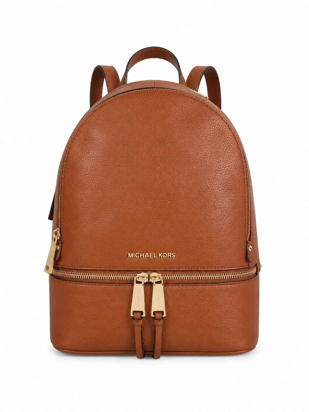 Michael Kors Brown Pebbled Leather Backpack Gold Hardware Bookbag